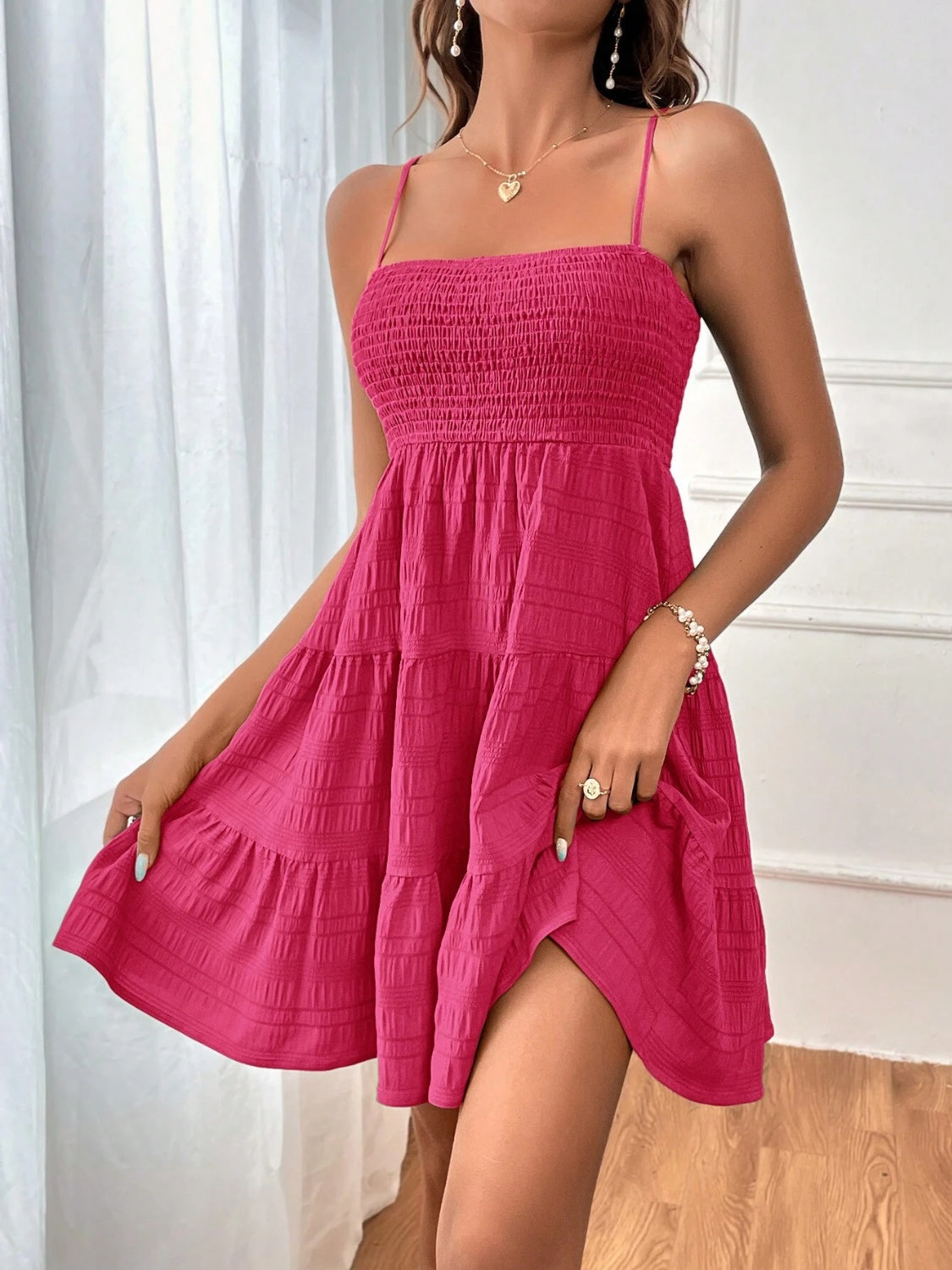 Smocked Tiered Sleeveless Mini Dress - FASHIONNOUVELLE