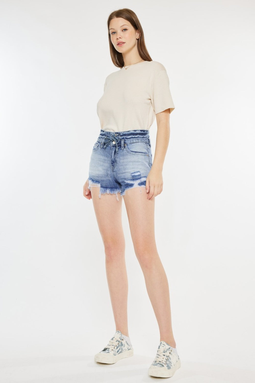 Kancan High Rise Frayed Hem Denim Shorts - FASHIONNOUVELLE