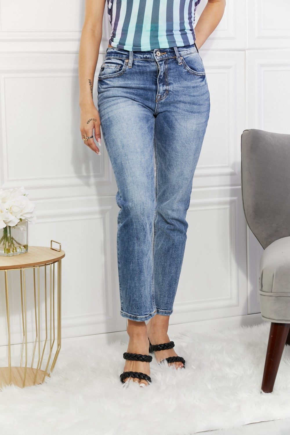 Kancan Full Size Amara High Rise Slim Straight Jeans - FASHIONNOUVELLE