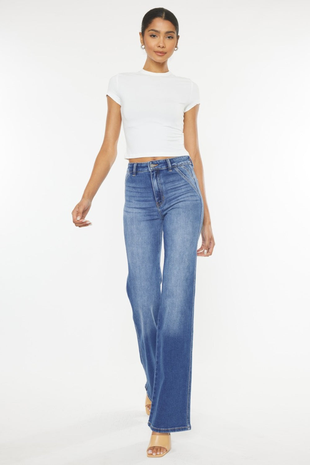 Kancan Ultra High Waist Gradient Flare Jeans - FASHIONNOUVELLE