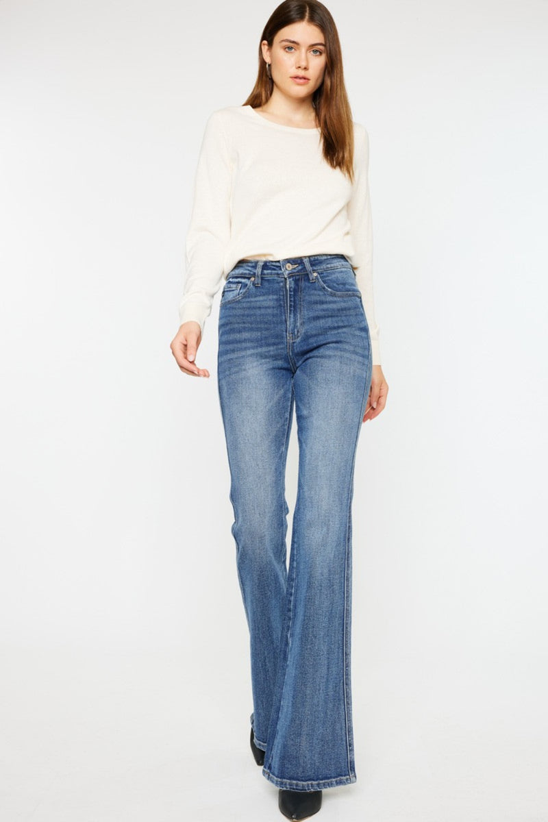 Kancan Cat's Whiskers High Waist Flare Jeans - FASHIONNOUVELLE