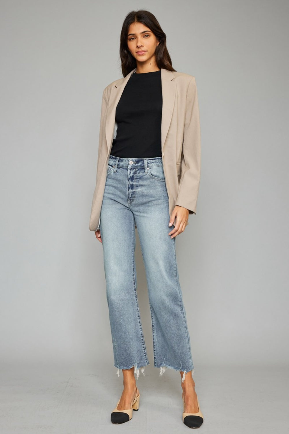 Kancan High Waist Raw Hem Cropped Wide Leg Jeans - FASHIONNOUVELLE