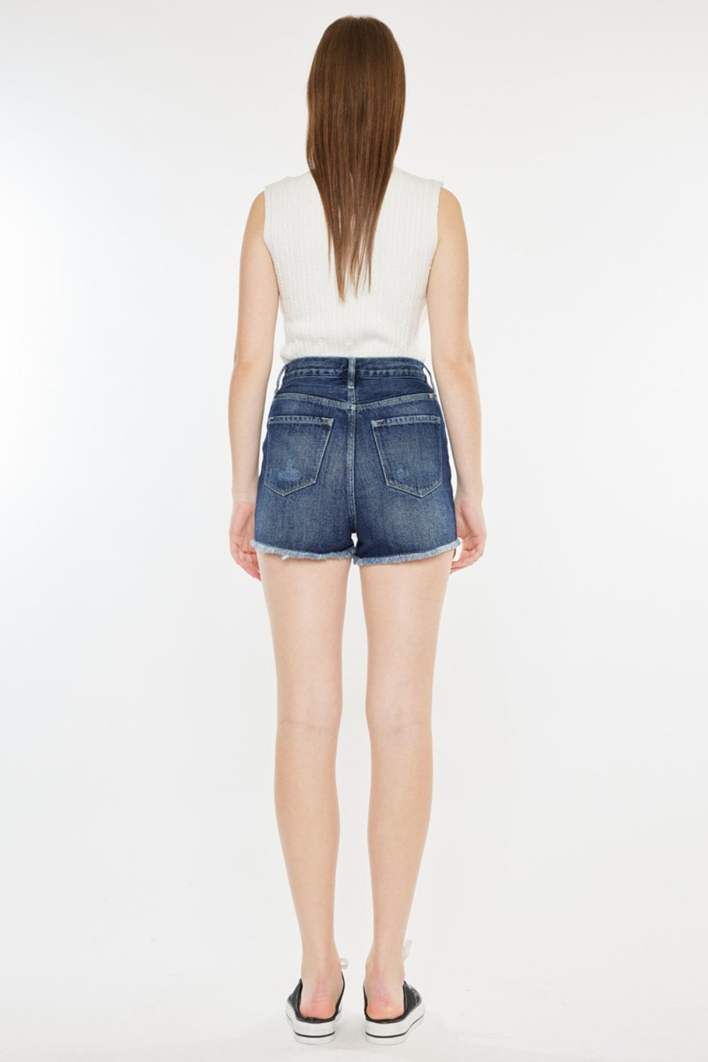 Kancan Raw Hem Button Fly Denim Shorts - FASHIONNOUVELLE