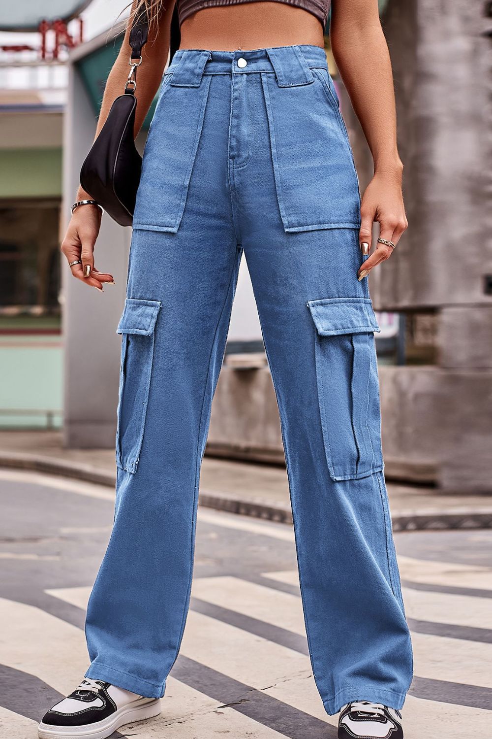 Buttoned High Waist Loose Fit Jeans - FASHIONNOUVELLE