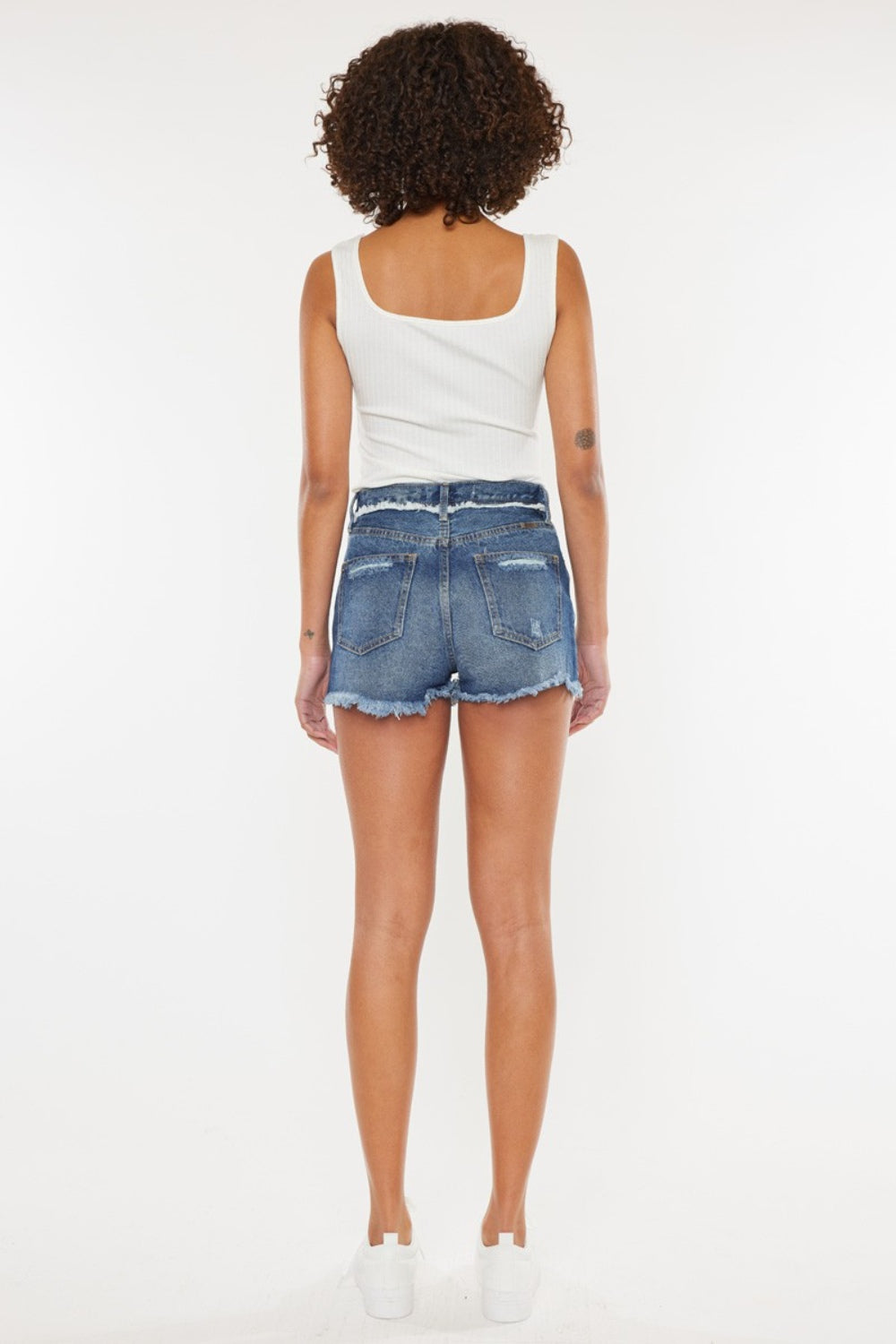 Kancan Distressed Button Fly Denim Shorts - FASHIONNOUVELLE