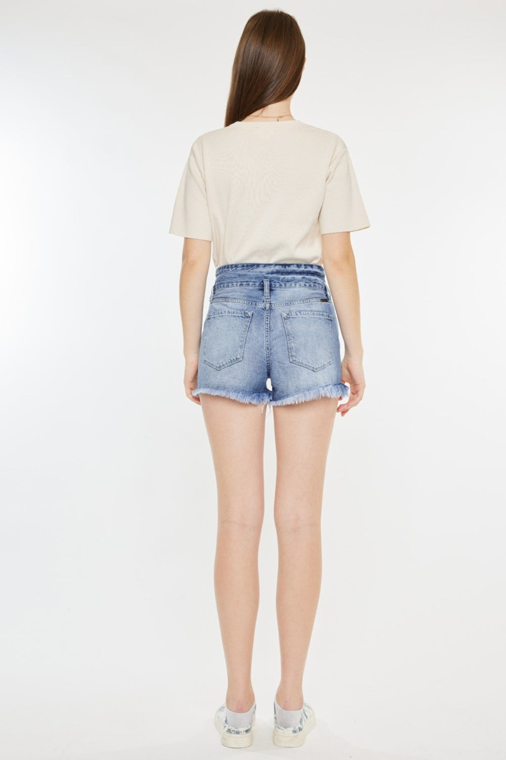 Kancan High Rise Frayed Hem Denim Shorts - FASHIONNOUVELLE