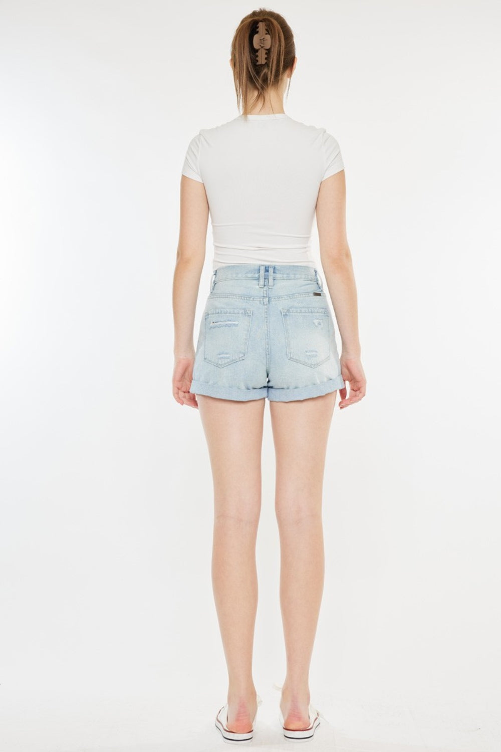 Kancan High Rise Repaired Mom Denim Shorts - FASHIONNOUVELLE