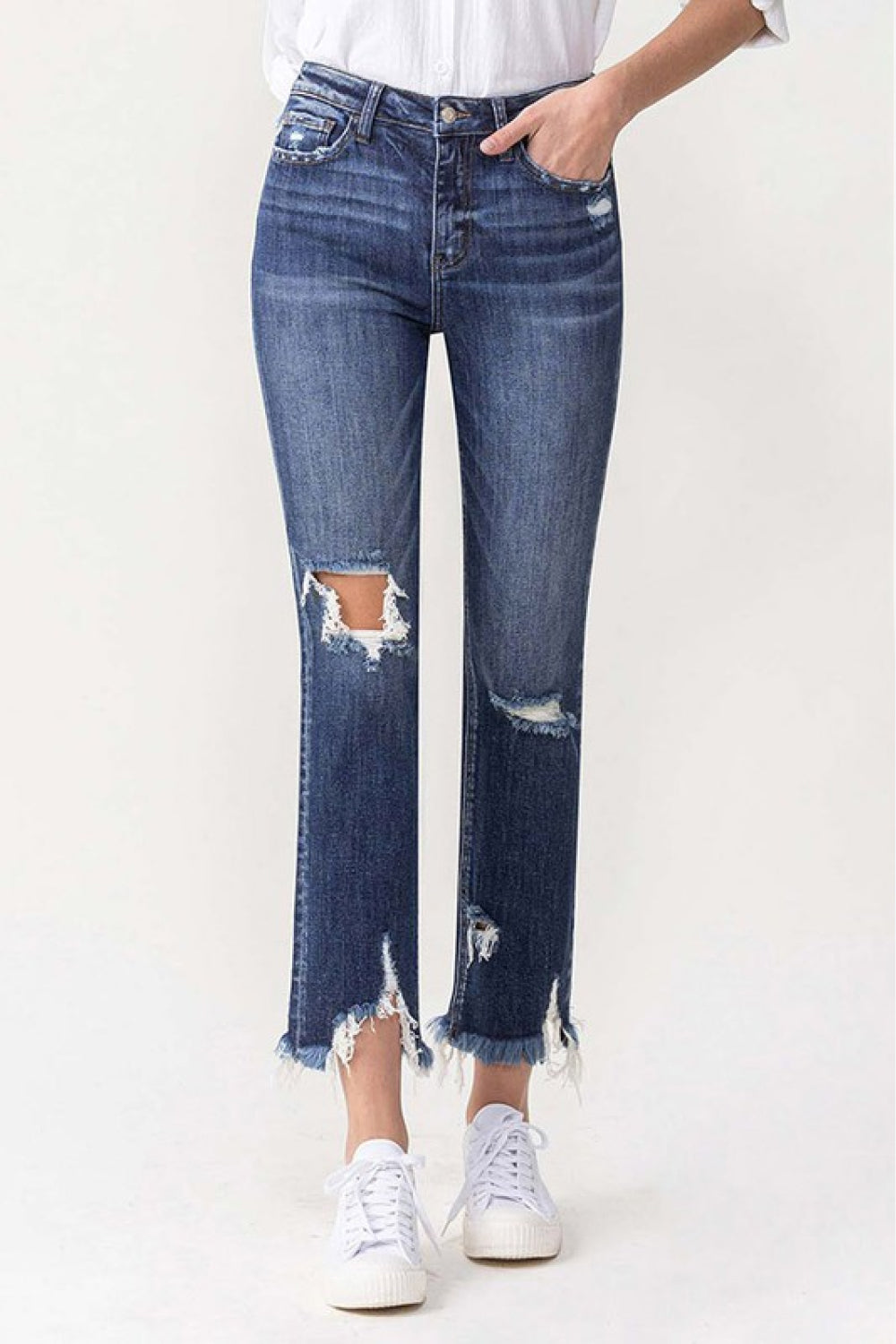 Lovervet Jackie Full Size High Rise Crop Straight Leg Jeans - FASHIONNOUVELLE