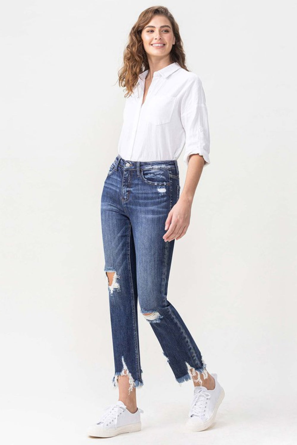 Lovervet Jackie Full Size High Rise Crop Straight Leg Jeans - FASHIONNOUVELLE