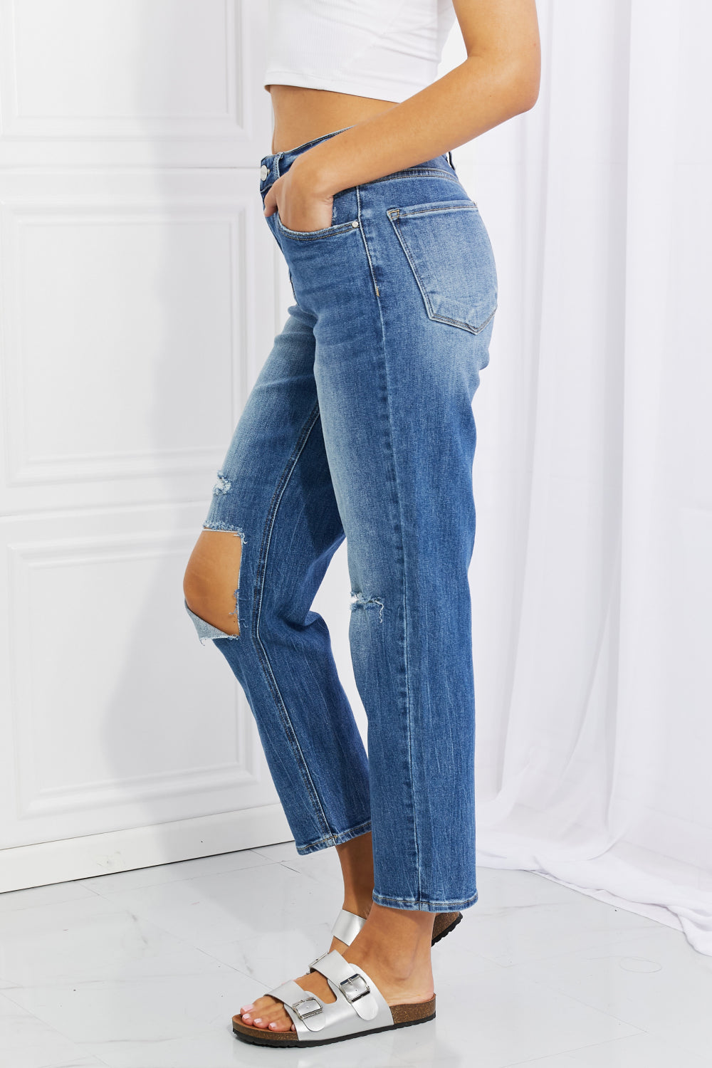 RISEN Full Size Emily High Rise Relaxed Jeans - FASHIONNOUVELLE