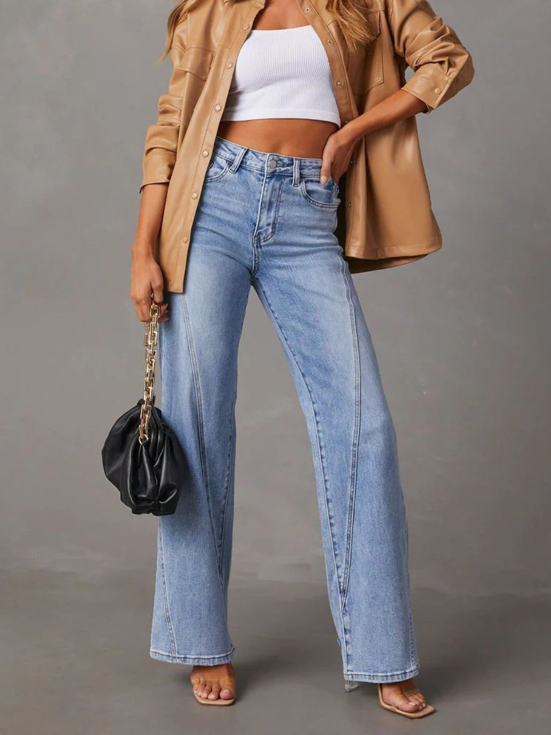 High Waist Straight Jeans with Pockets - FASHIONNOUVELLE