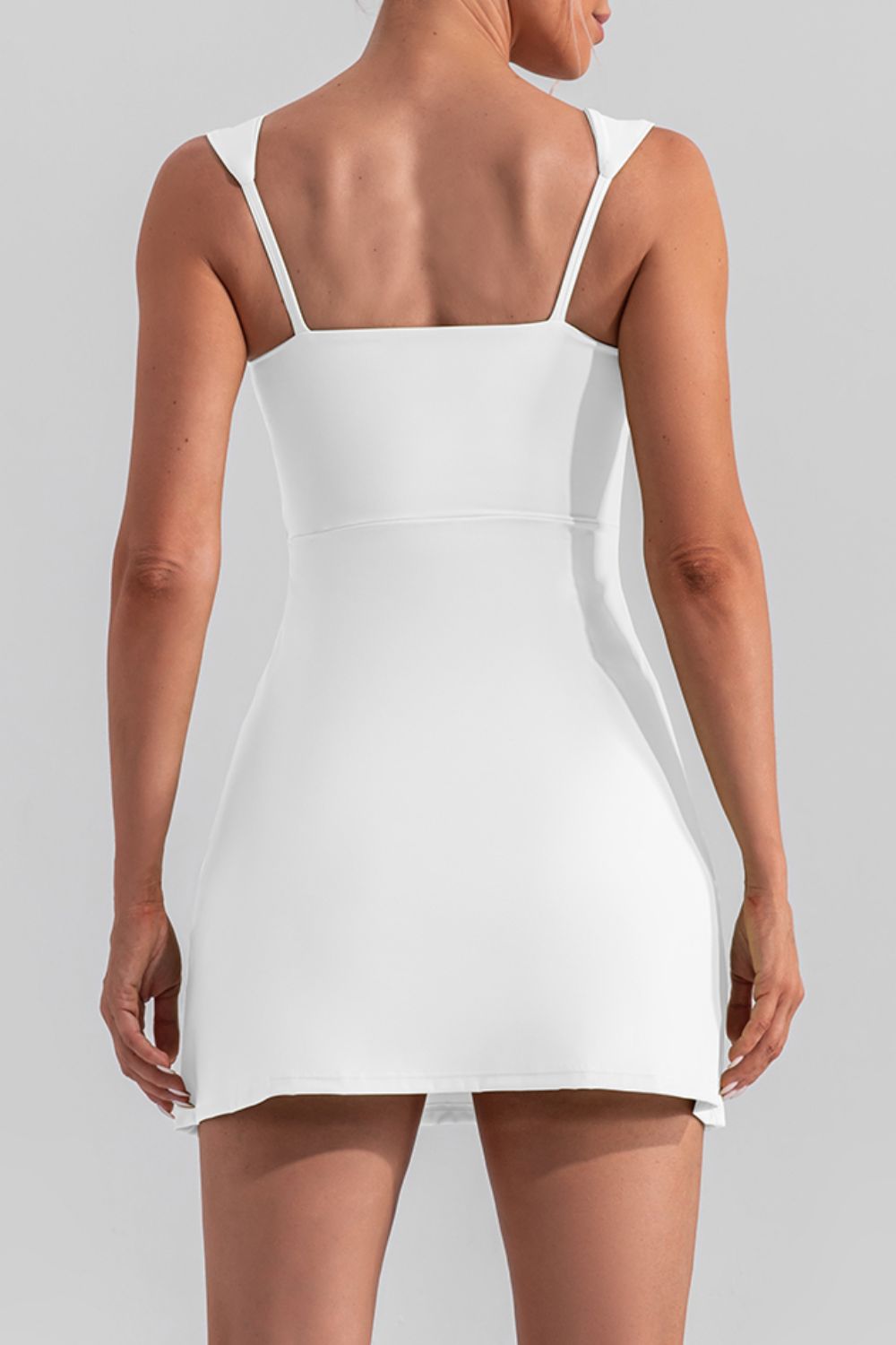 Square Neck Sleeveless Slit Mini Active Dress - FASHIONNOUVELLE