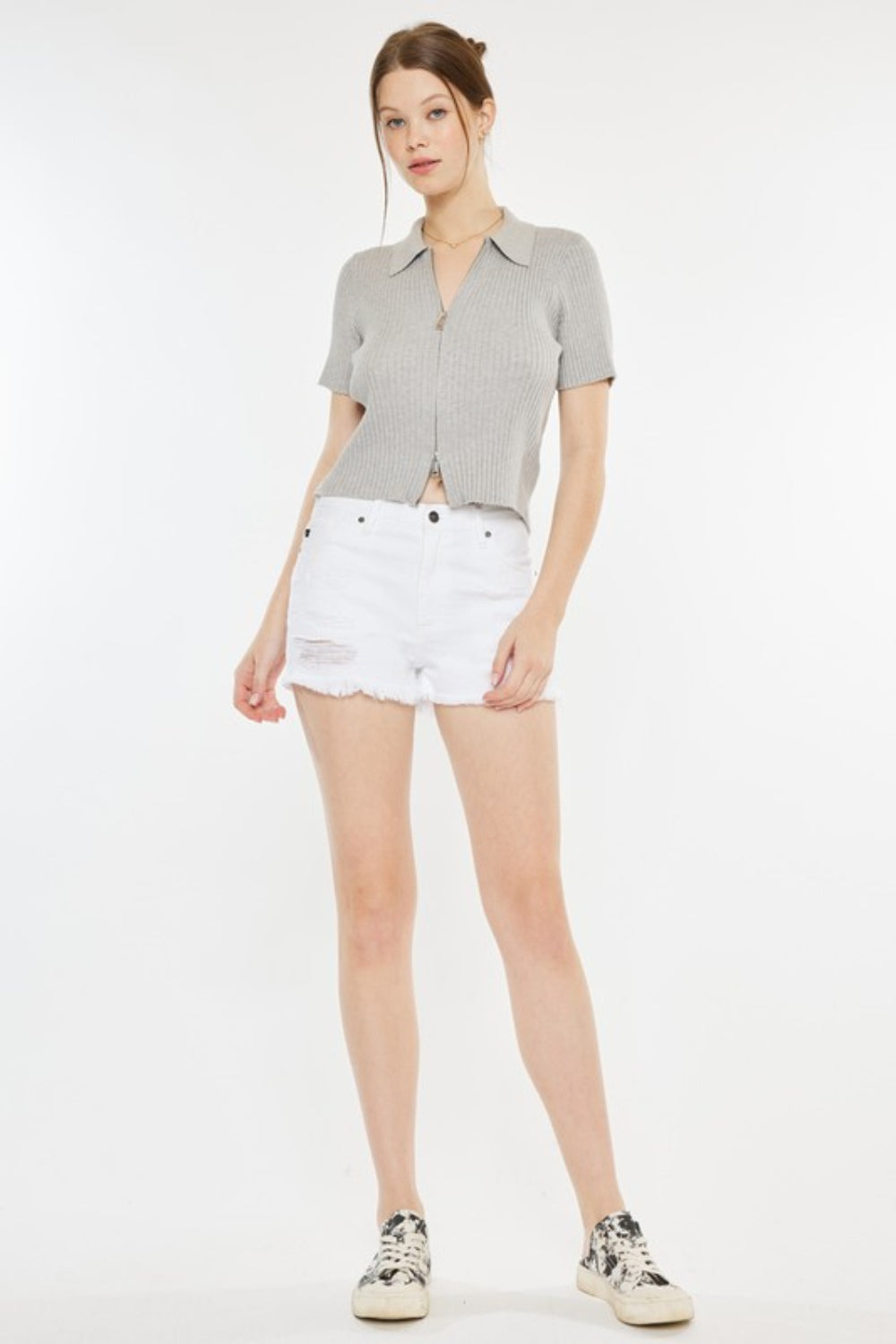 Kancan Raw Hem Distressed Denim Shorts - FASHIONNOUVELLE