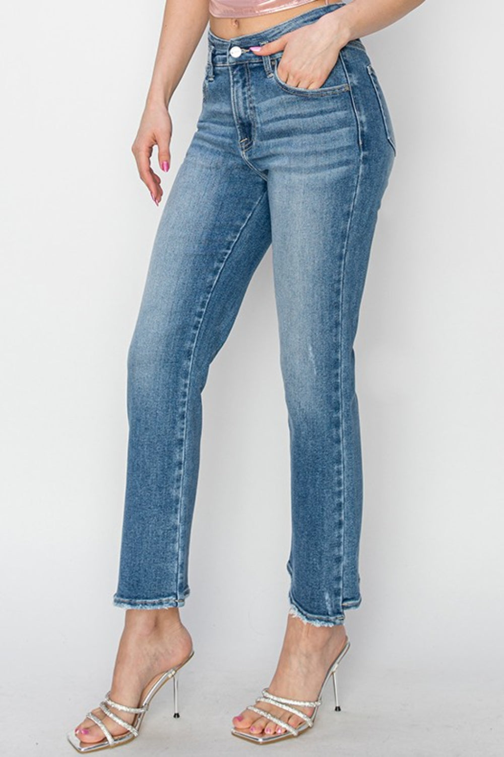 RISEN High Rise Slim Straight Jeans - FASHIONNOUVELLE