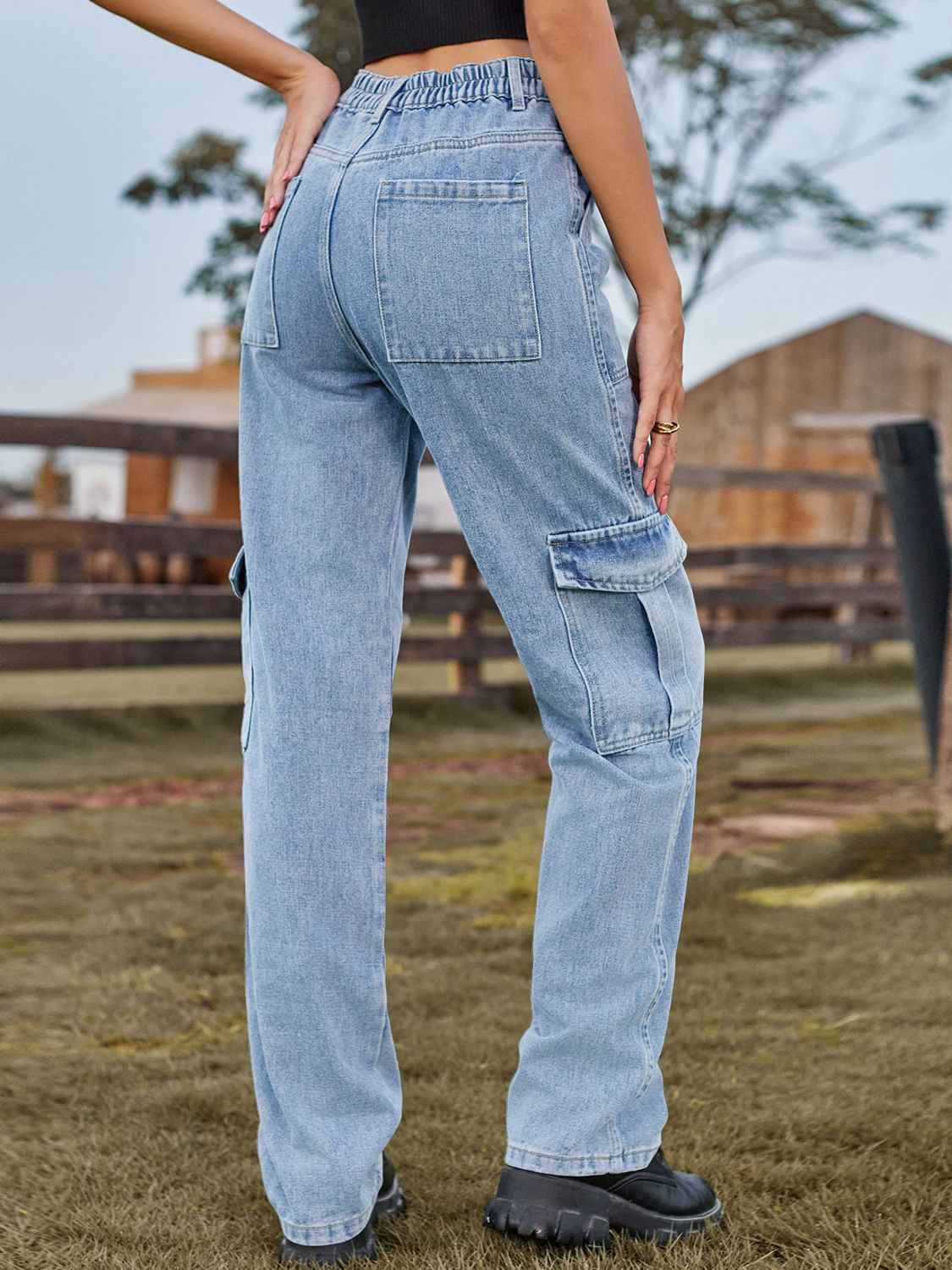 High Waist Cargo Jeans - FASHIONNOUVELLE