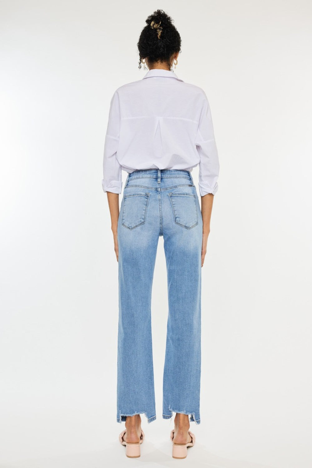 Kancan High Waist Raw Hem Straight Jeans - FASHIONNOUVELLE