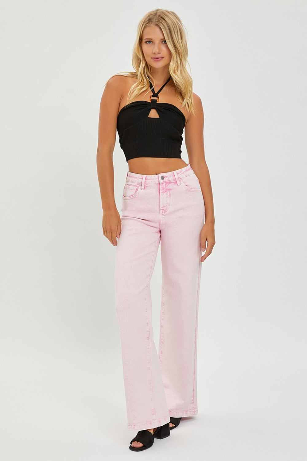 RISEN Full Size High Rise Tummy Control Wide Leg Jeans - FASHIONNOUVELLE