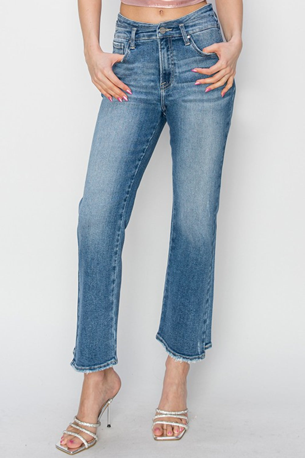 RISEN High Rise Slim Straight Jeans - FASHIONNOUVELLE