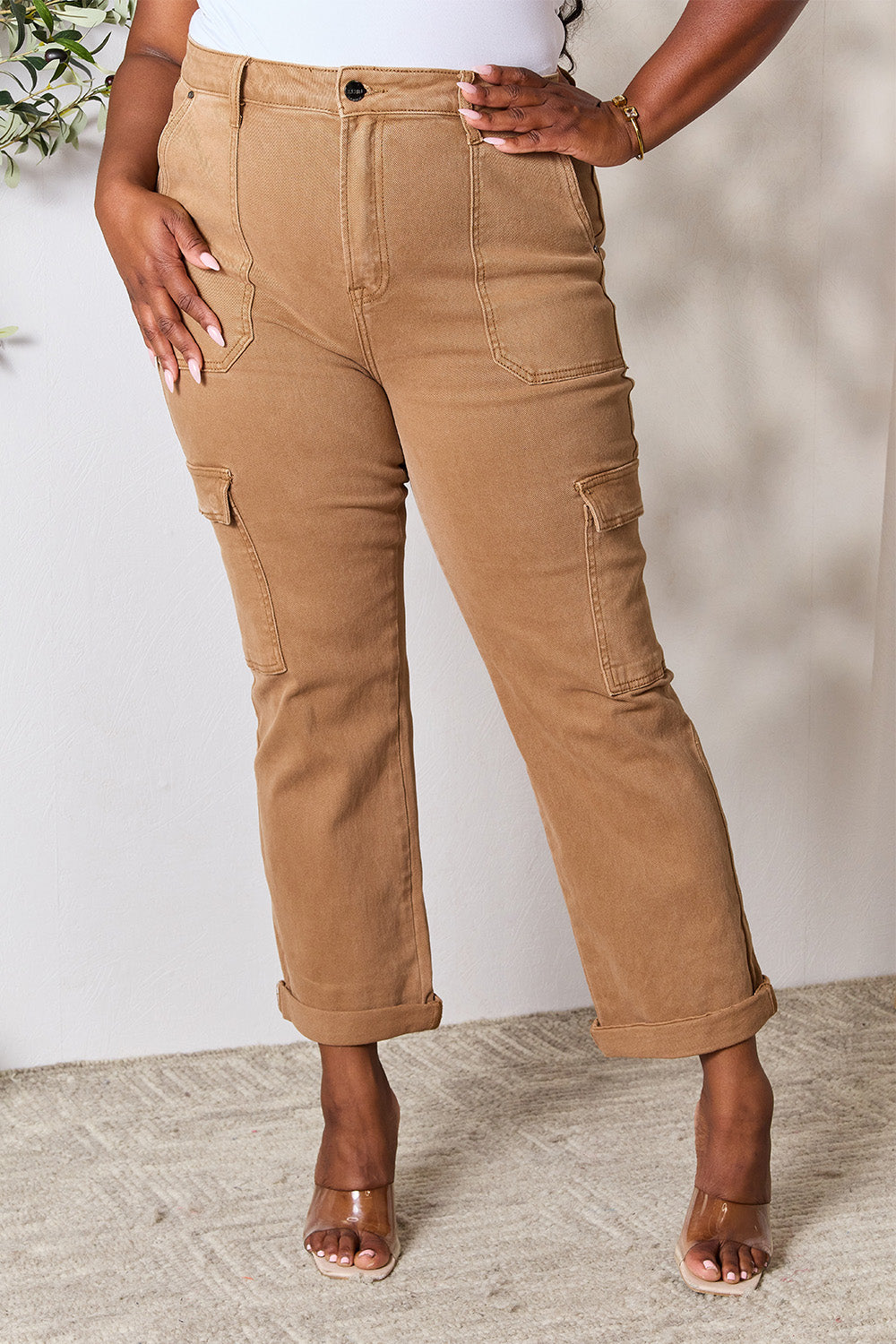 Risen Full Size High Waist Straight Jeans with Pockets - FASHIONNOUVELLE