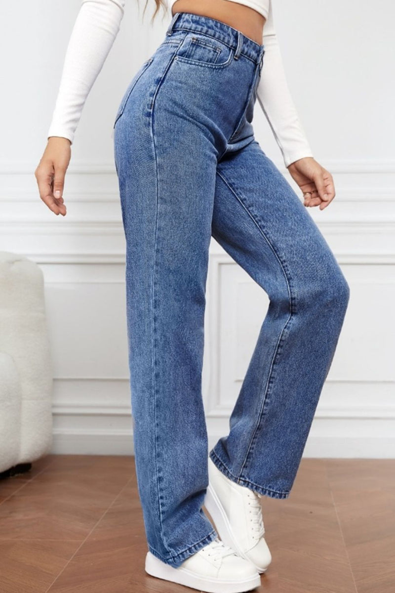 High Waist Straight Jeans - FASHIONNOUVELLE