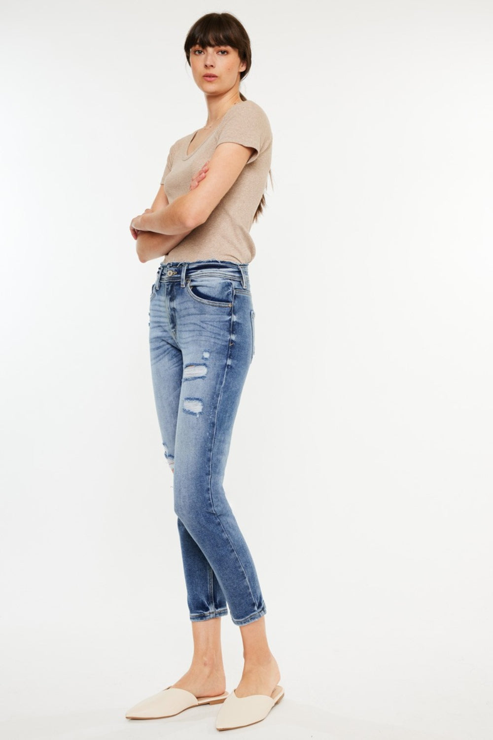 Kancan High Rise Distressed Mom Jeans - FASHIONNOUVELLE