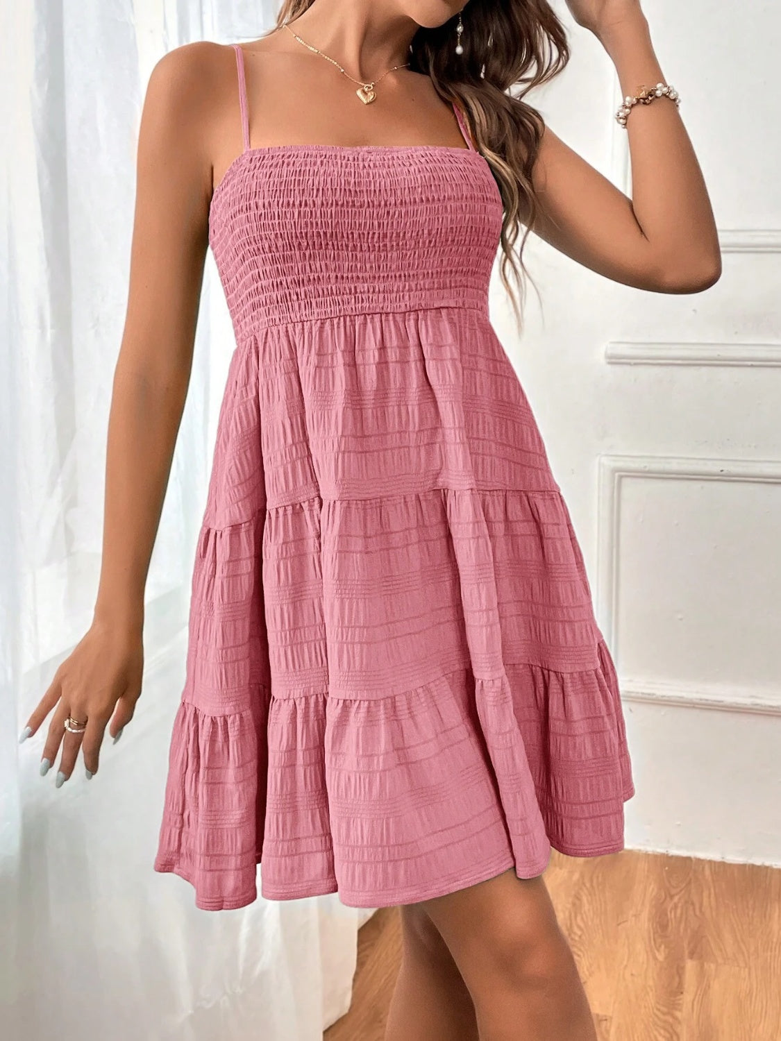 Smocked Tiered Sleeveless Mini Dress - FASHIONNOUVELLE