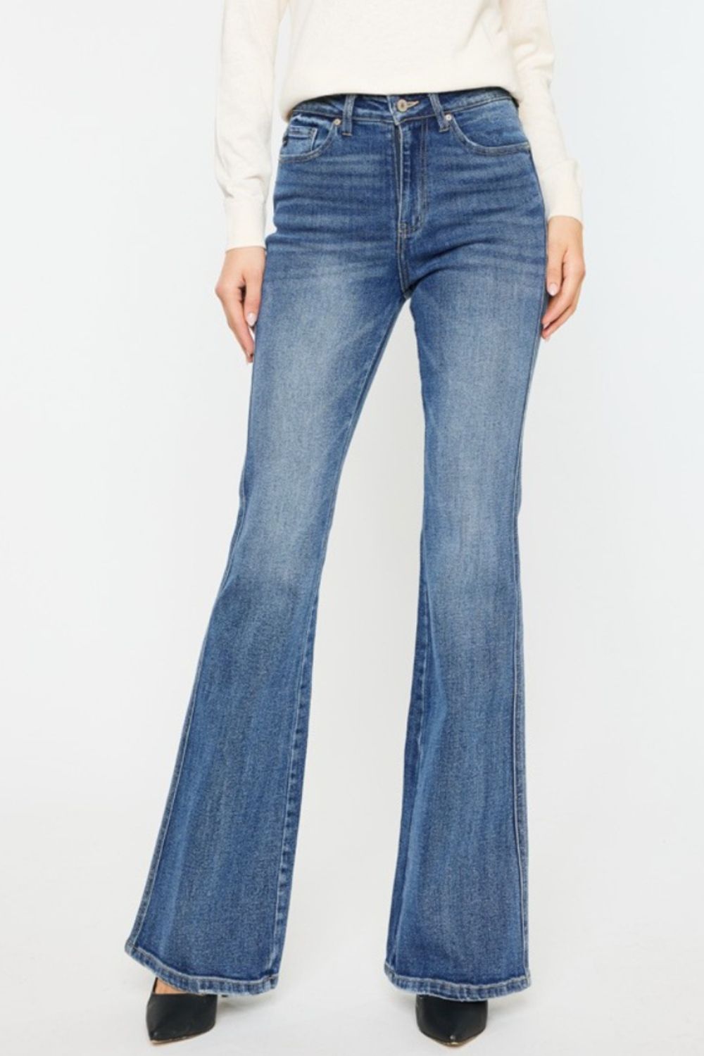 Kancan Cat's Whiskers High Waist Flare Jeans - FASHIONNOUVELLE