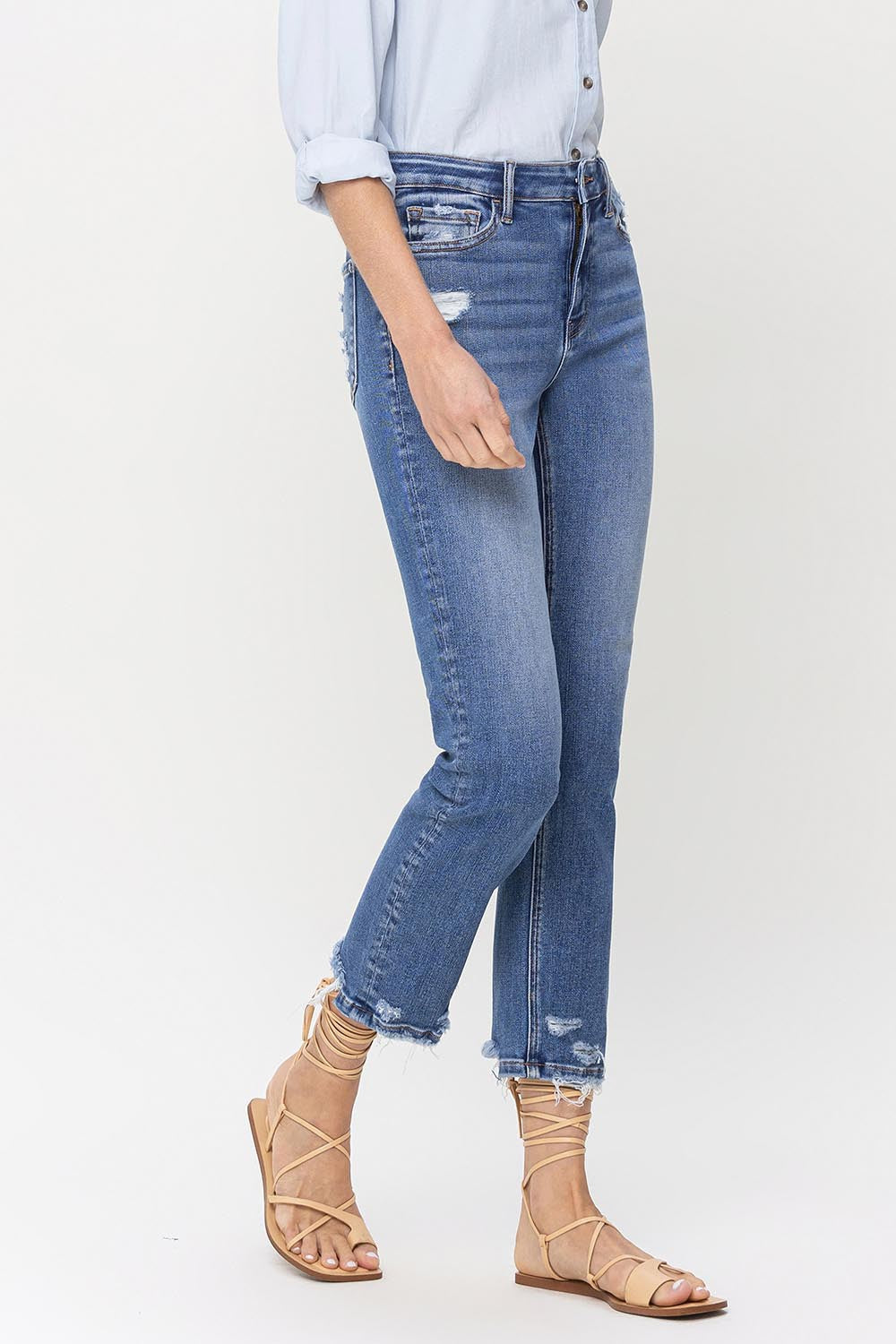 Lovervet High Rise Raw Hem Straight Jeans - FASHIONNOUVELLE