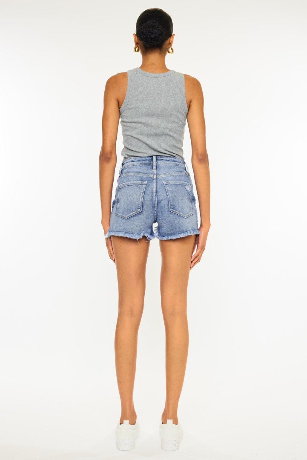 Kancan Distressed Raw Hem Denim Shorts - FASHIONNOUVELLE