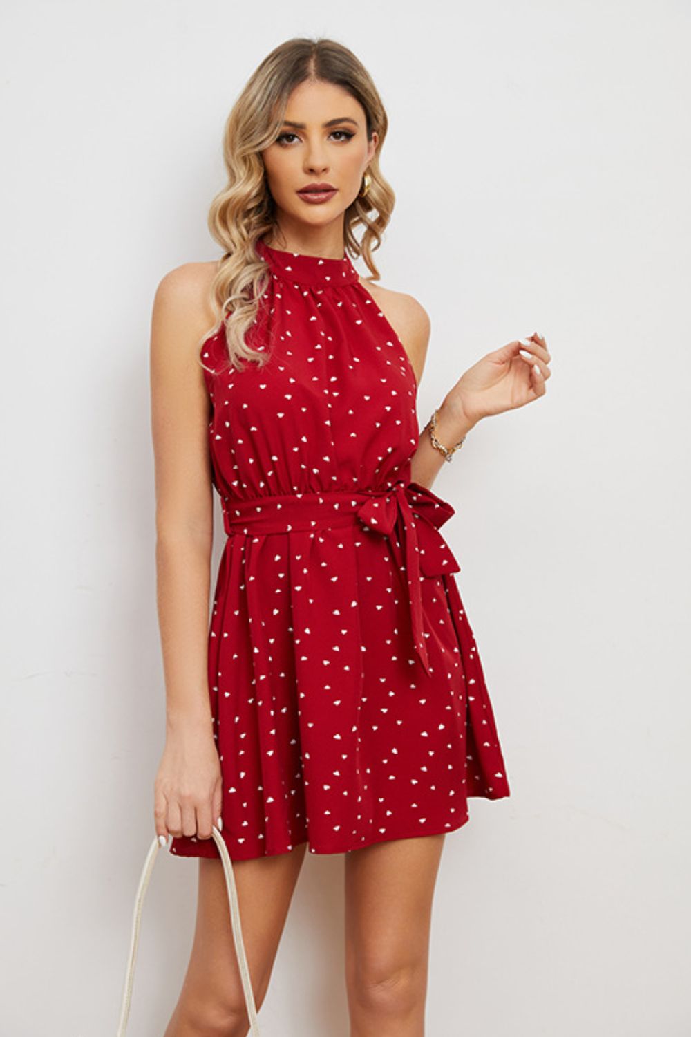 Printed Tie Waist Mini Dress - FASHIONNOUVELLE