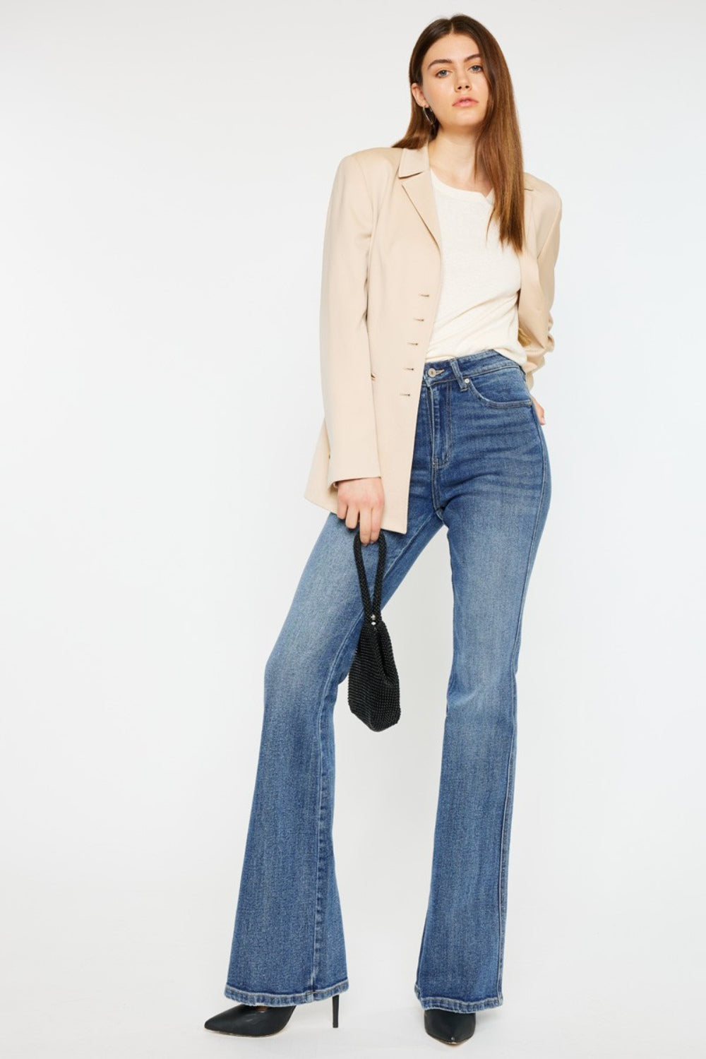 Kancan Cat's Whiskers High Waist Flare Jeans - FASHIONNOUVELLE