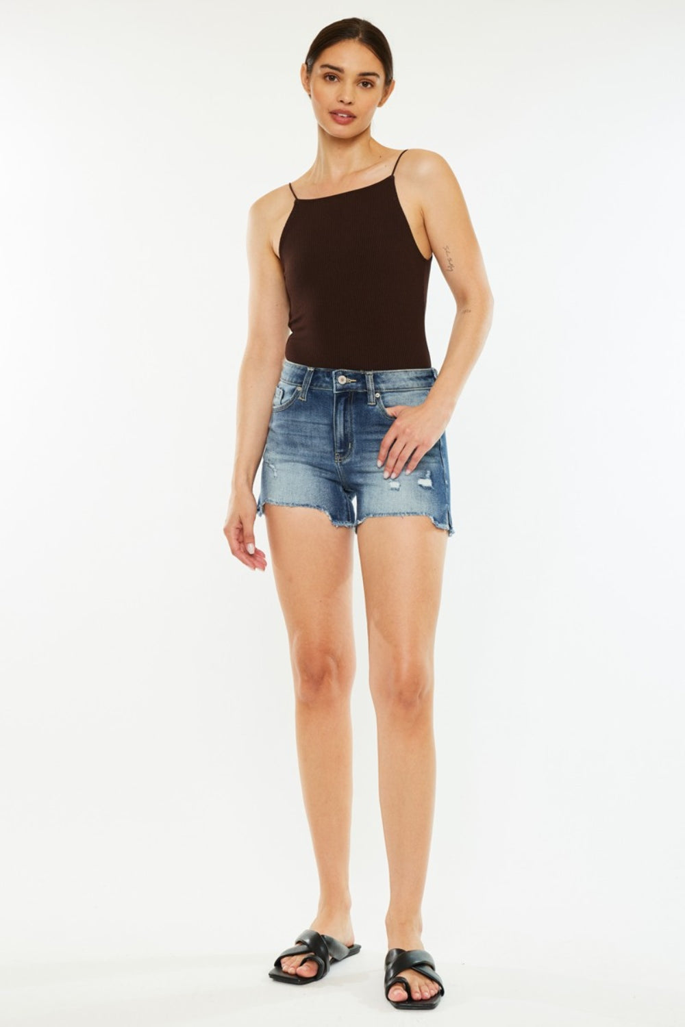 Kancan High Waist Raw Hem Denim Shorts - FASHIONNOUVELLE