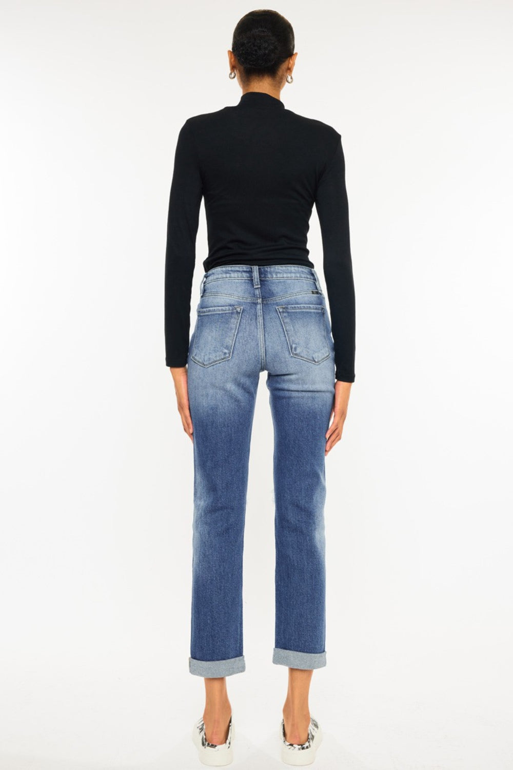 Kancan High Waist Distressed Hem Detail Cropped Straight Jeans - FASHIONNOUVELLE