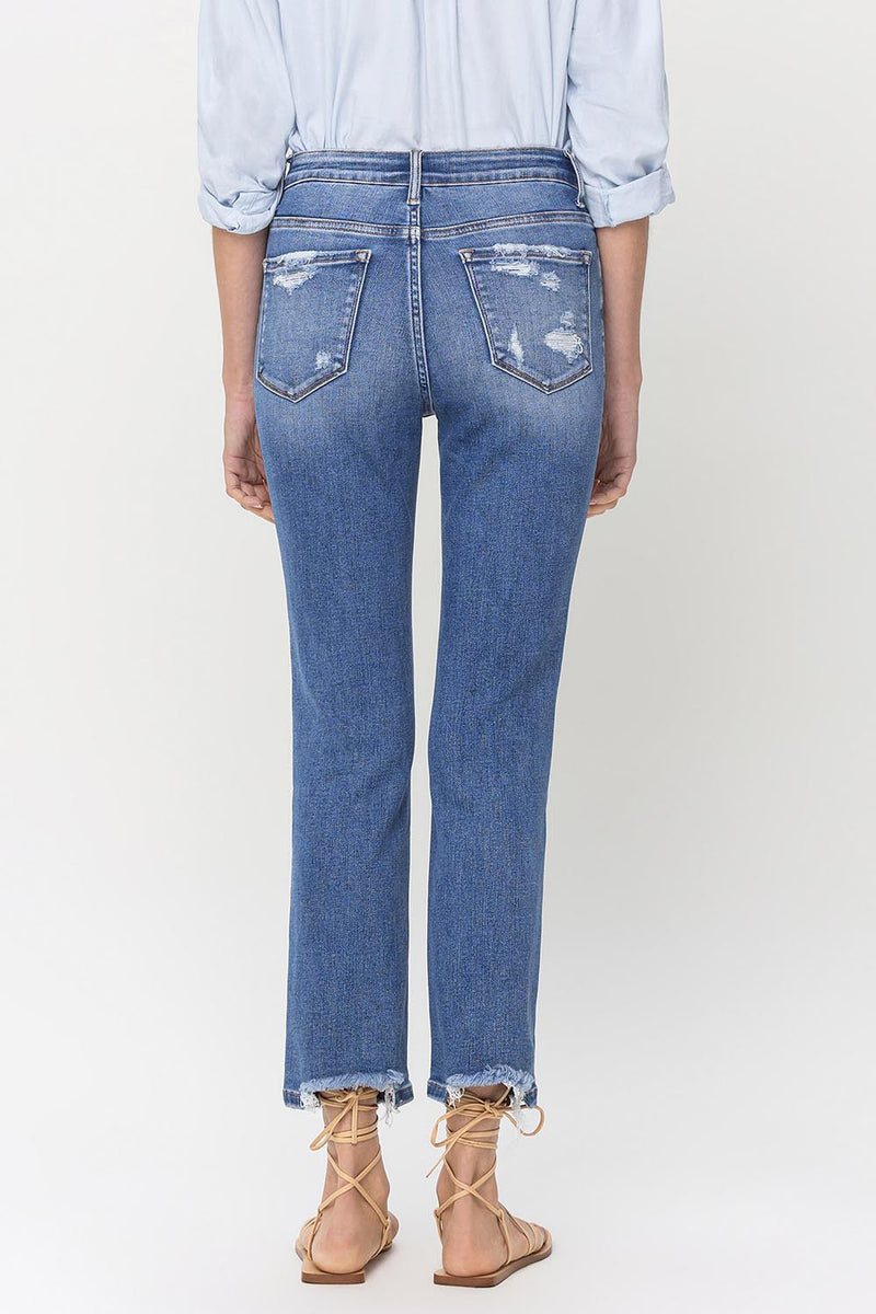 Lovervet High Rise Raw Hem Straight Jeans - FASHIONNOUVELLE