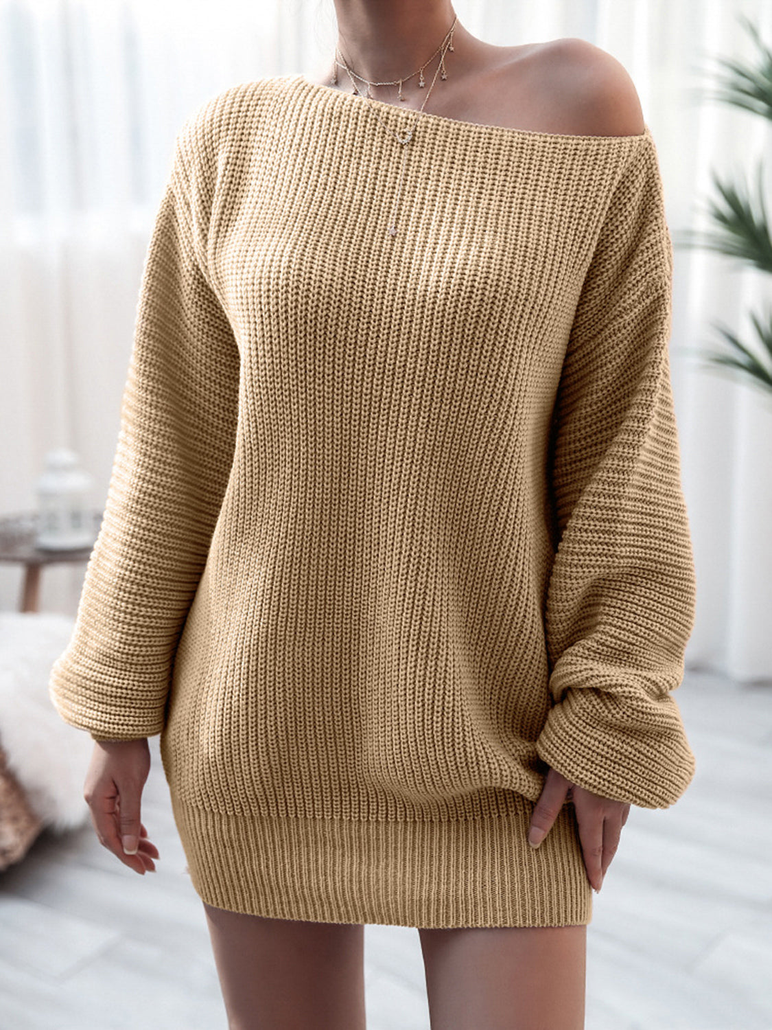 Rib-Knit Mini Sweater Dress - FASHIONNOUVELLE