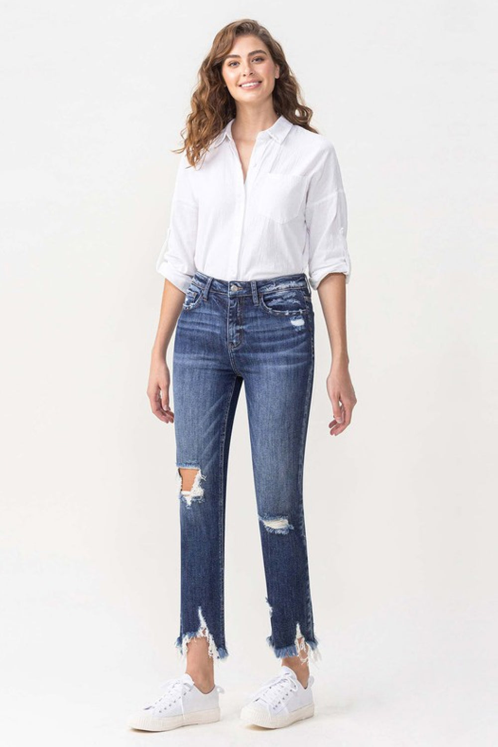 Lovervet Jackie Full Size High Rise Crop Straight Leg Jeans - FASHIONNOUVELLE