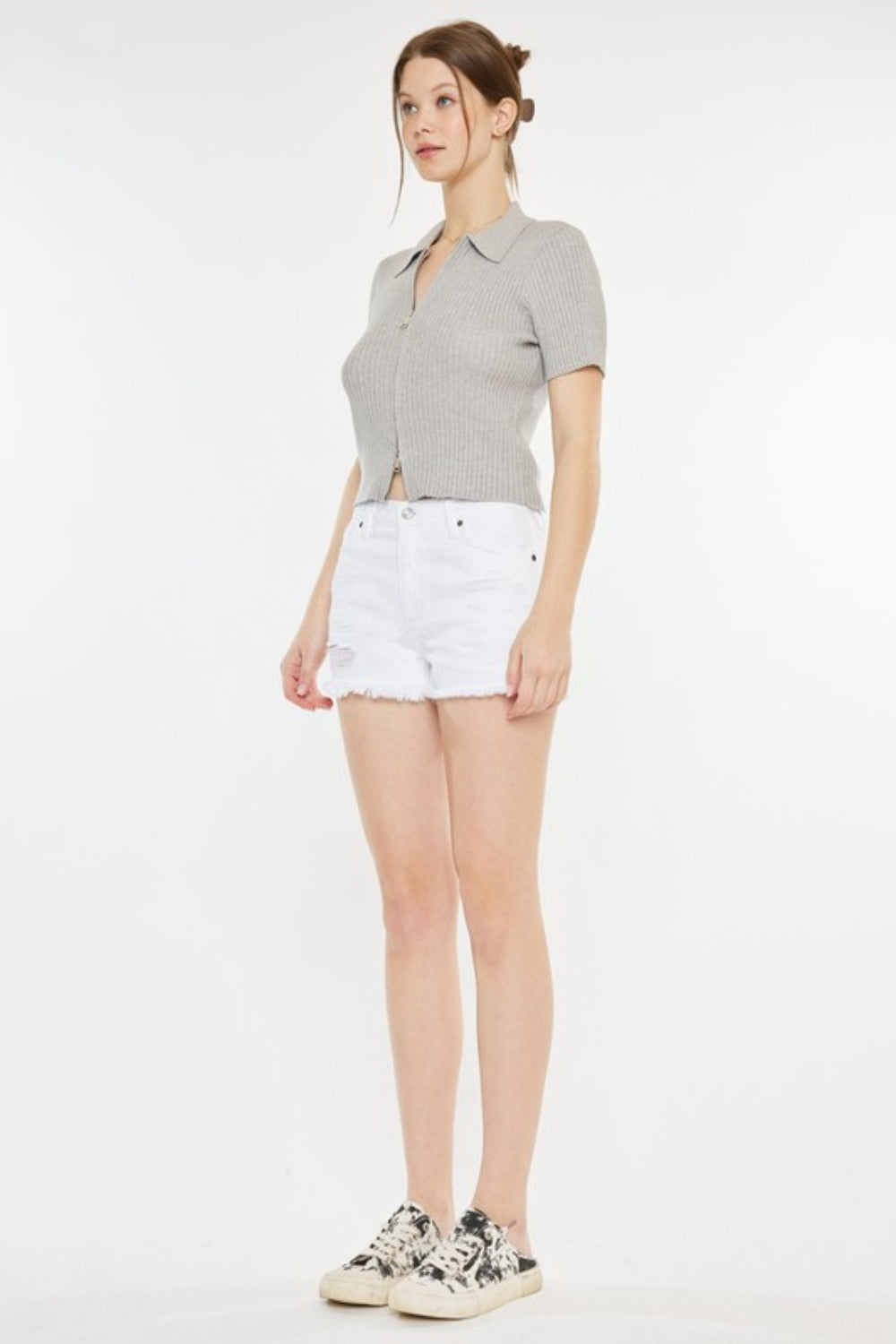 Kancan Raw Hem Distressed Denim Shorts - FASHIONNOUVELLE