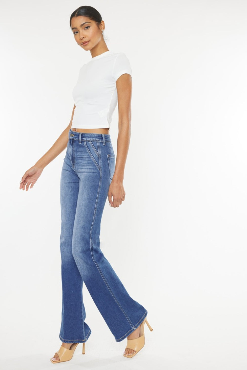 Kancan Ultra High Waist Gradient Flare Jeans - FASHIONNOUVELLE