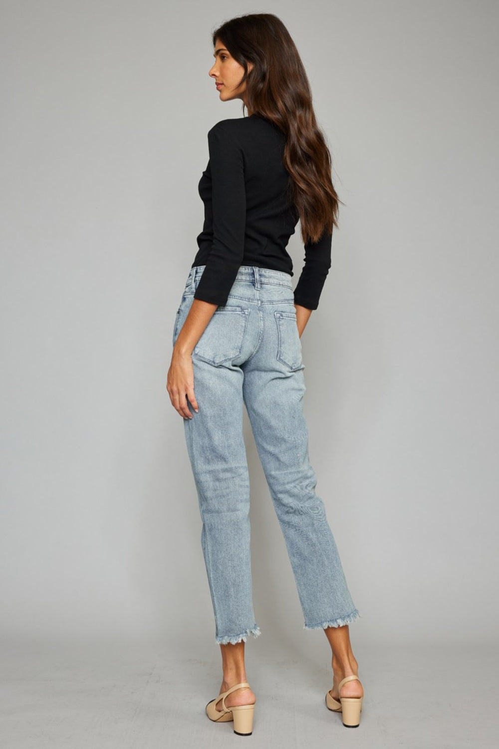 Kancan High Waist Button Fly Raw Hem Cropped Straight Jeans - FASHIONNOUVELLE