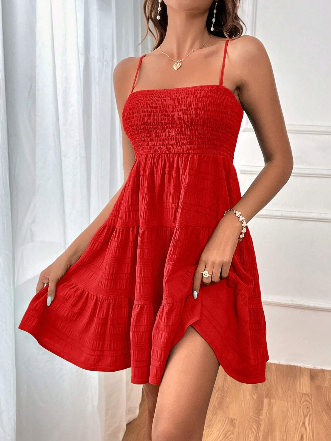 Smocked Tiered Sleeveless Mini Dress - FASHIONNOUVELLE