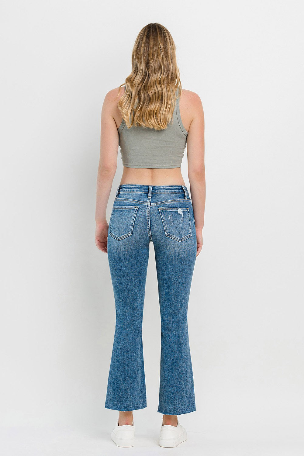 Vervet by Flying Monkey Full Size Mid Rise Distressed Cropped Flare Jeans - FASHIONNOUVELLE