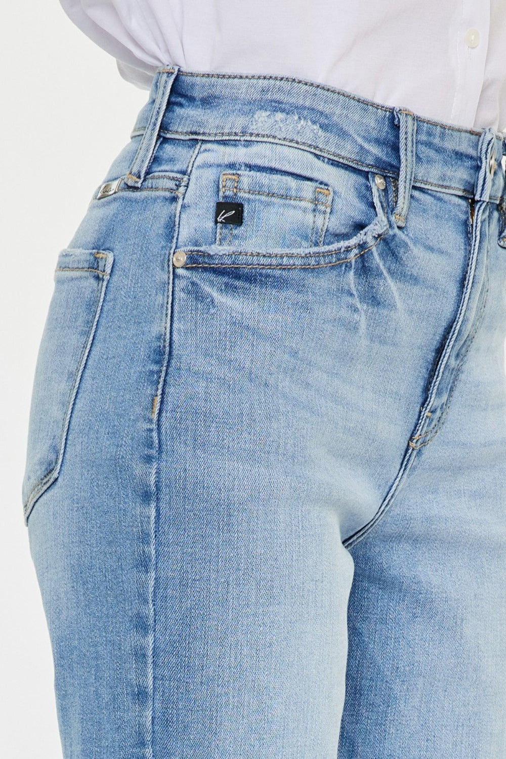 Kancan High Waist Raw Hem Straight Jeans - FASHIONNOUVELLE