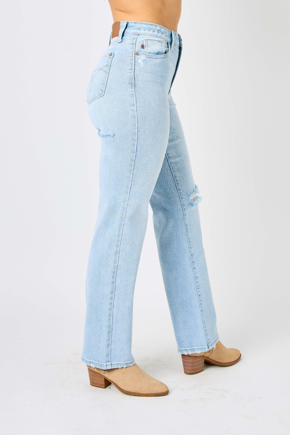 Judy Blue Full Size High Waist Distressed Straight Jeans - FASHIONNOUVELLE