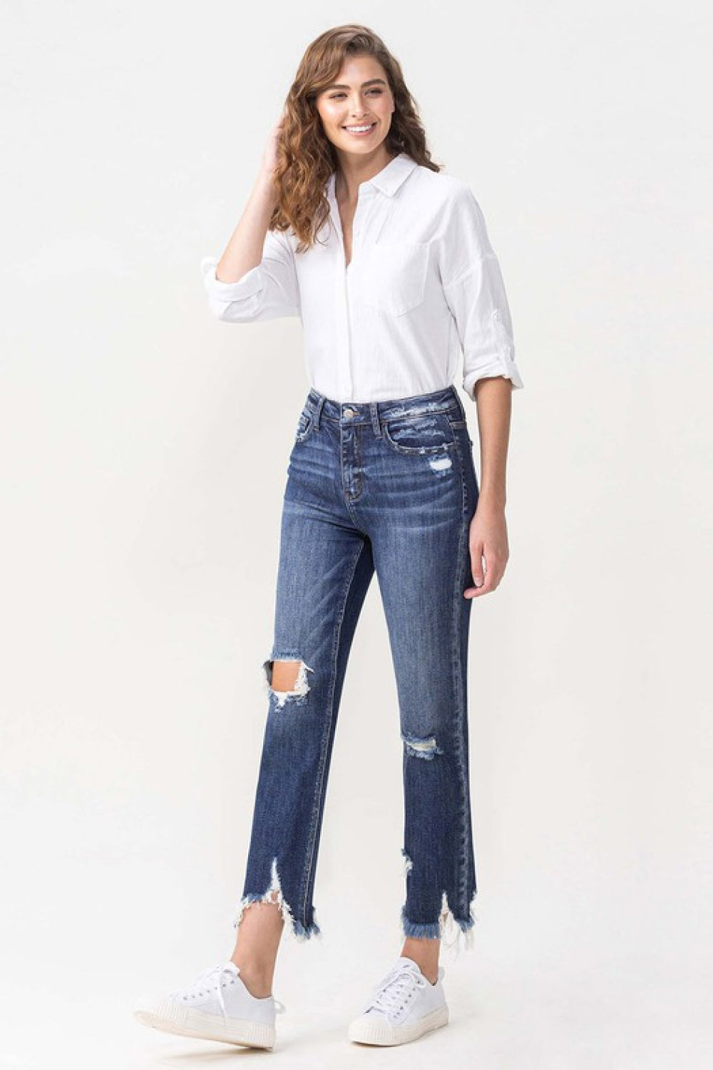 Lovervet Jackie Full Size High Rise Crop Straight Leg Jeans - FASHIONNOUVELLE