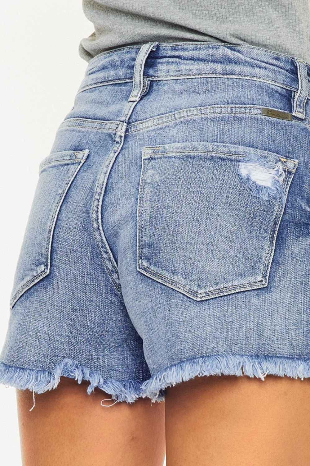 Kancan Distressed Raw Hem Denim Shorts - FASHIONNOUVELLE