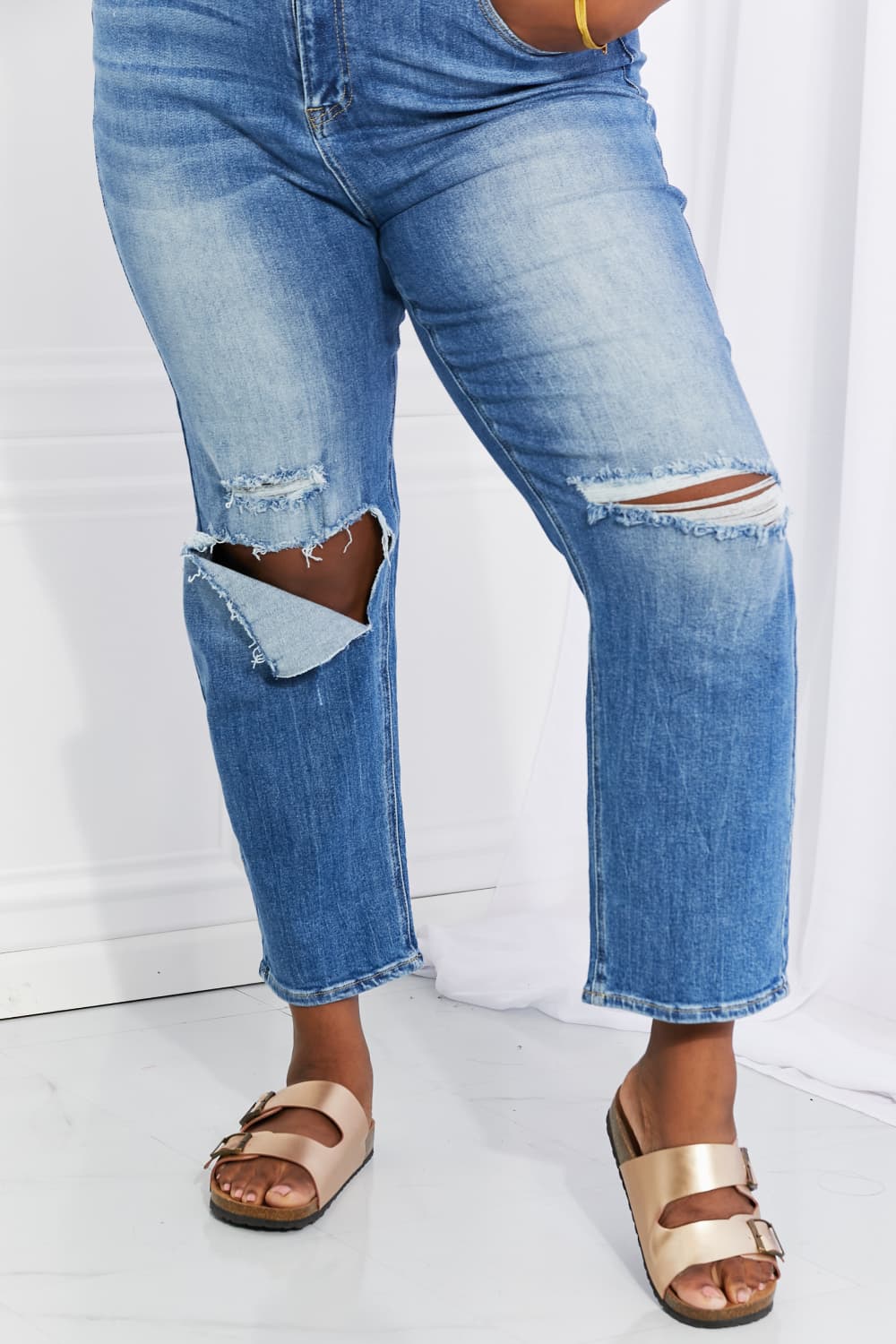 RISEN Full Size Emily High Rise Relaxed Jeans - FASHIONNOUVELLE