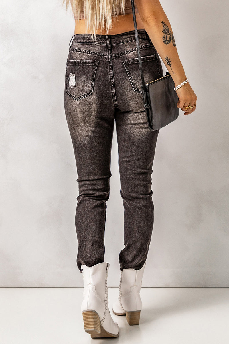 High Waist Raw Hem Skinny Jeans - FASHIONNOUVELLE