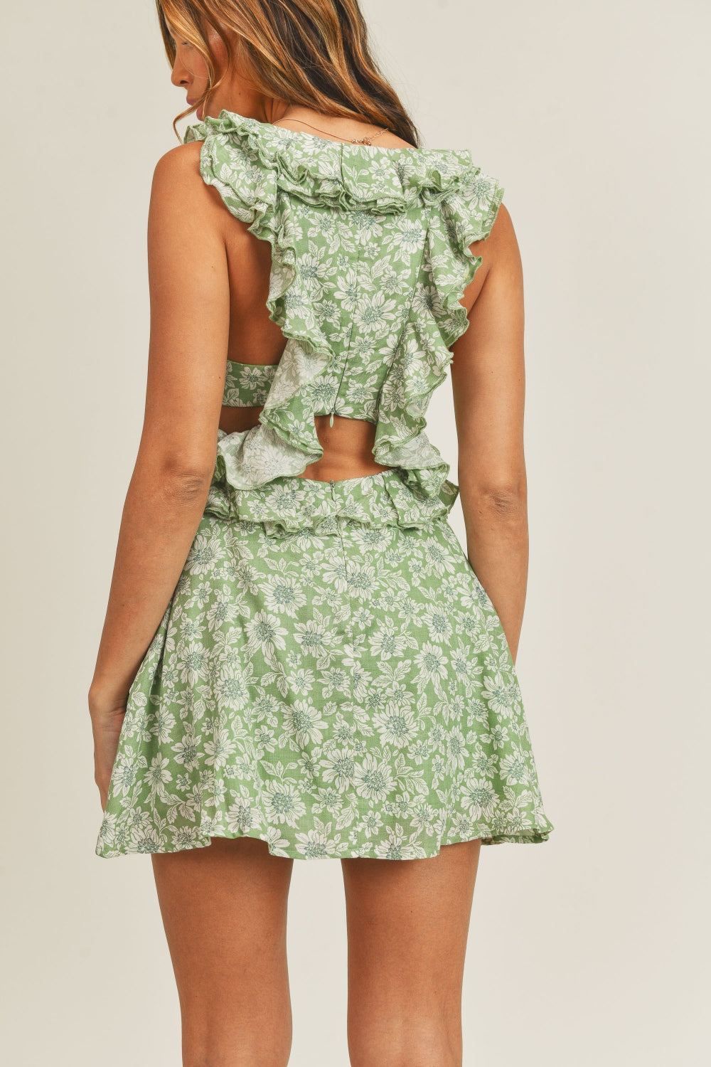 MABLE Floral Side Cutout Ruffled Mini Dress - FASHIONNOUVELLE