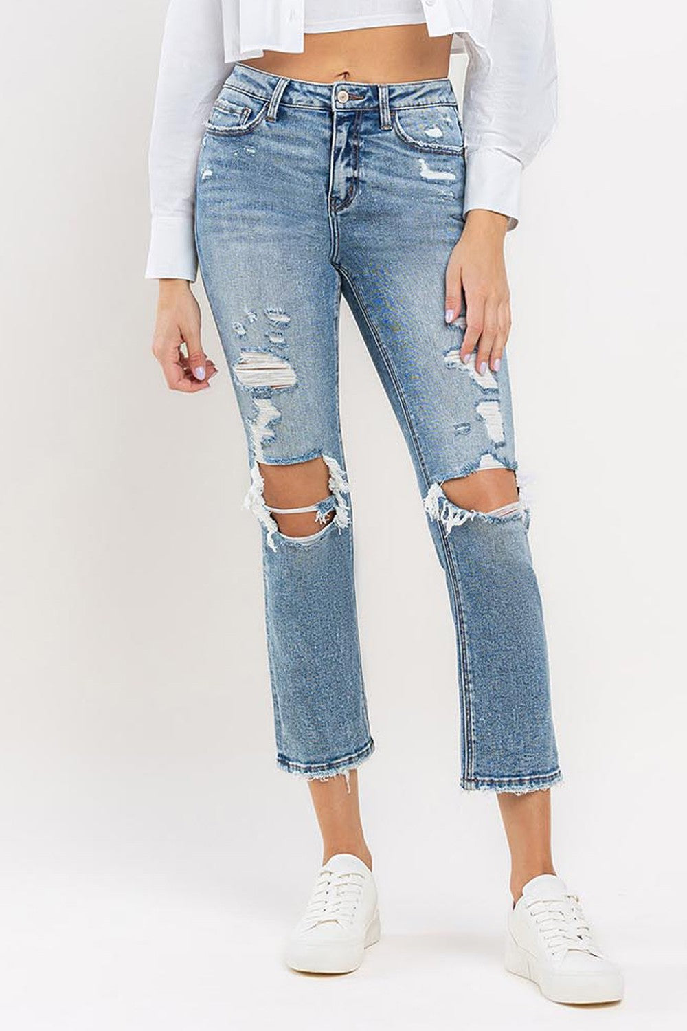 Lovervet Full Size High Rise Slim Straight Jeans - FASHIONNOUVELLE