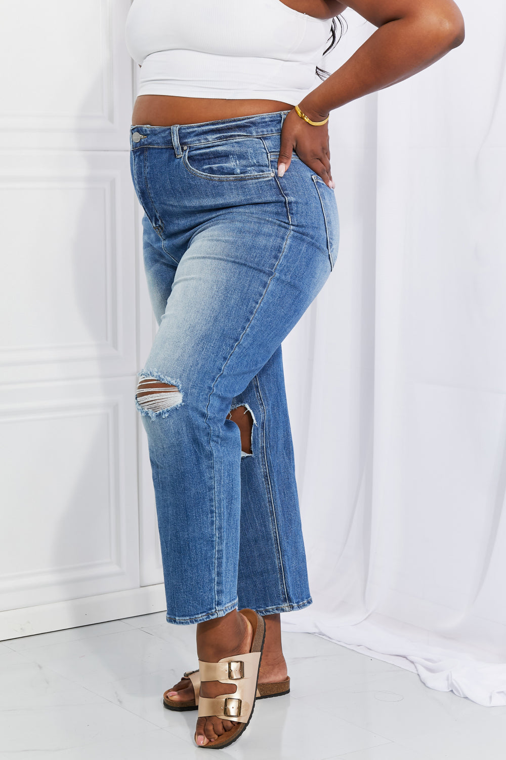 RISEN Full Size Emily High Rise Relaxed Jeans - FASHIONNOUVELLE